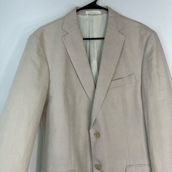 Lauren Ralph Lauren 100% Linen Cream Blazer Men’s 42L Two Buttons Pockets - Picture 3 of 10